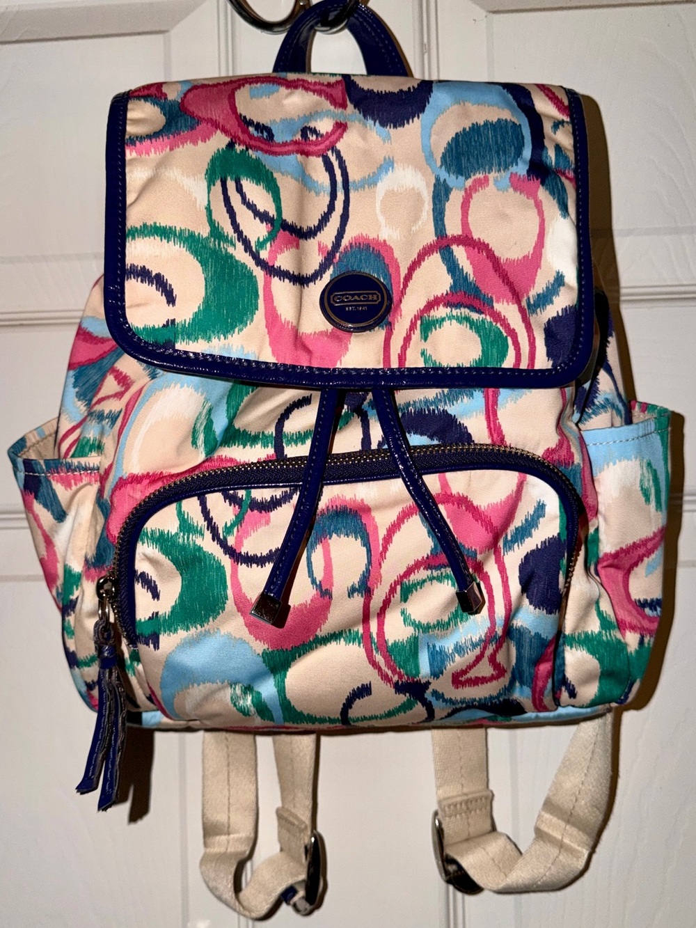 Authentic Mini Coach Scribble C Multicolor Drawstring Flap Backpack